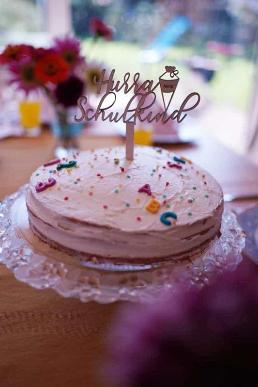 Tortentopper "Hurra Schulkind" - Timos holzWerkstatt