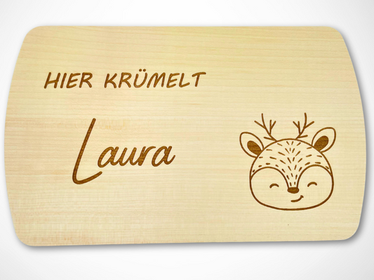 Frühstücksbrettchen Hier krümelt - Timos holzWerkstatt