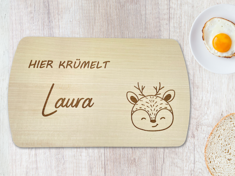 Frühstücksbrettchen Hier krümelt - Timos holzWerkstatt