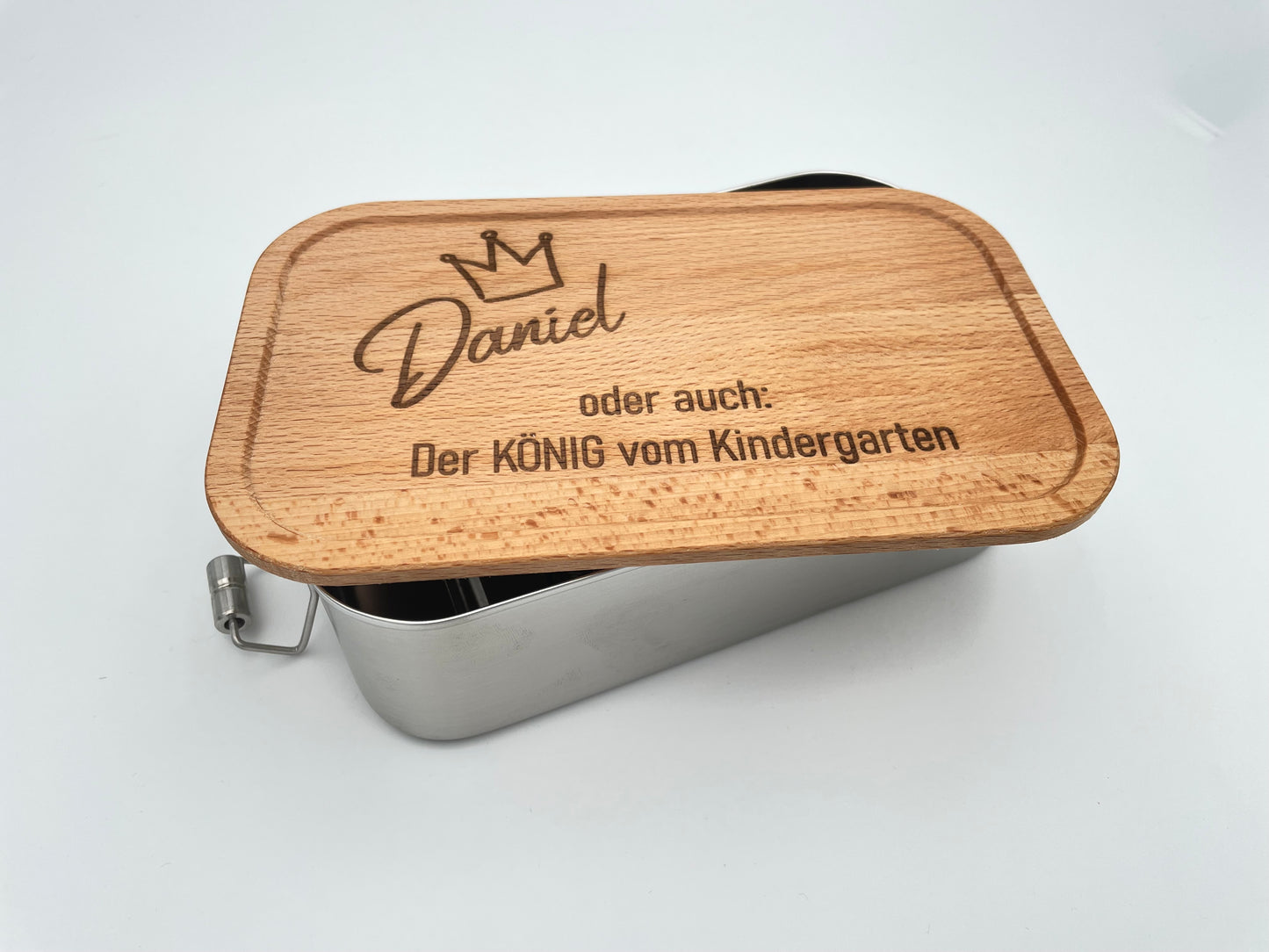 Lunchbox aus Edelstahl mit Buchenholzdeckel (Kein Weißblech und kein Bambusholz!) - Timos holzWerkstatt