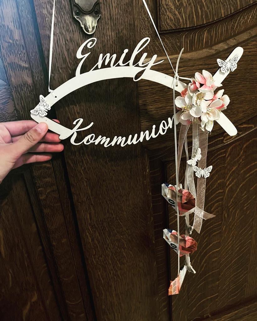 Personalisierter Fisch (Taufe, Kommunion, Konfirmation) mit dem Namen des Kindes - Timos holzWerkstatt