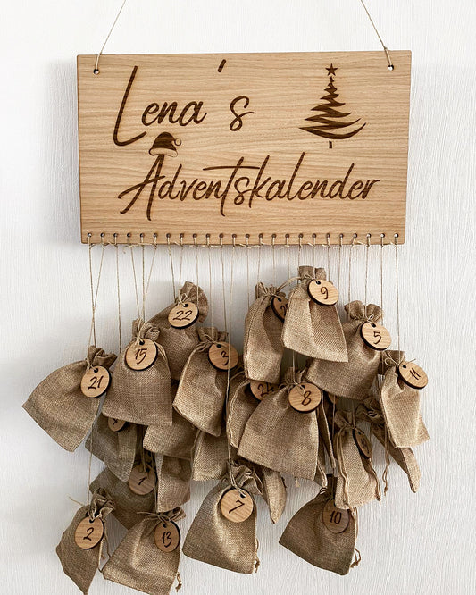 Personalisierter Adventskalender in edlem Eichenfurnier - TE Designz / Timos holzWerkstatt