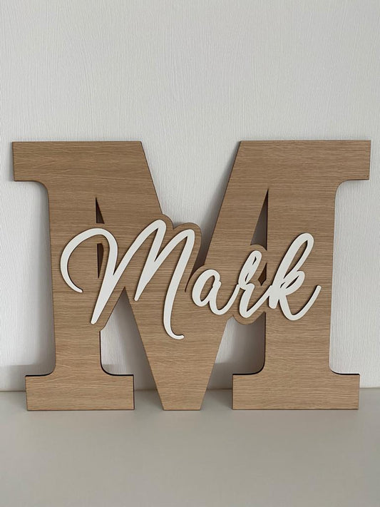 Türschild Namen aus edlem Eichenfurnier - TE Designz / Timos holzWerkstatt