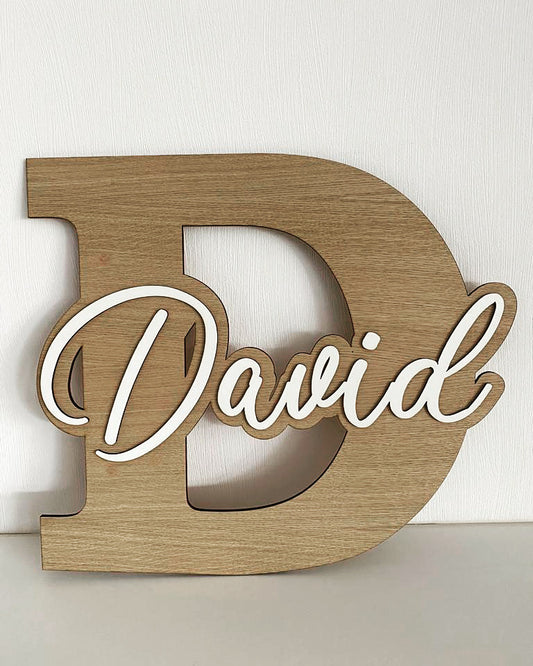 Türschild Namen aus edlem Eichenfurnier - TE Designz / Timos holzWerkstatt